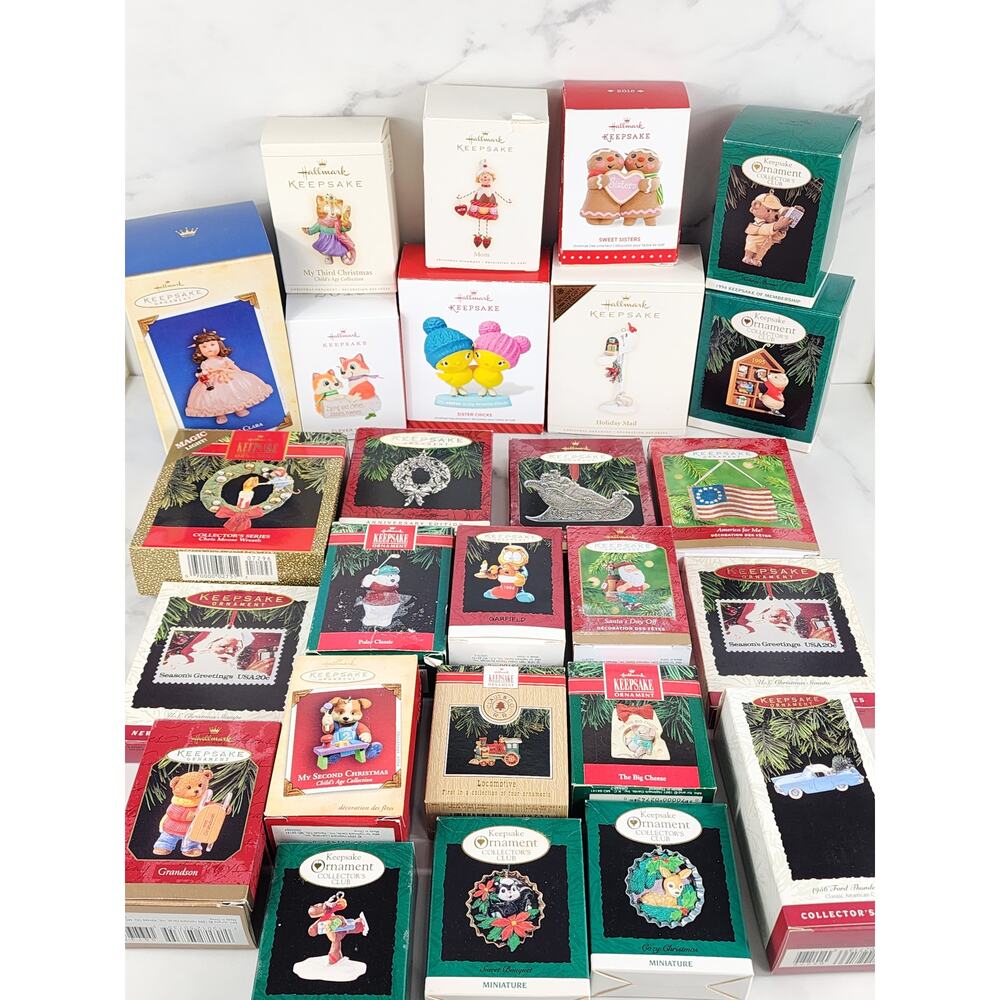 Hallmark Tree Christmas Ornament Lot x30 Figurine Holiday Decor Resin Pewter